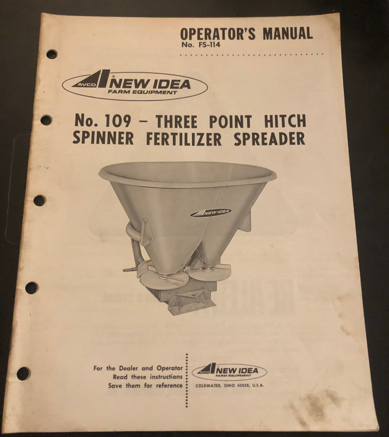 New Idea _ no 109 Three Point Hitch Spinner Fertilizer Spreader _ Operator’s Manual