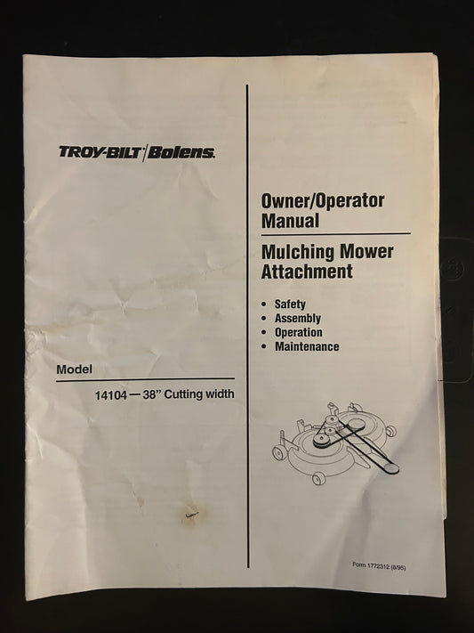 Troy-Bilt  / Bolens _ Mulching Mower Attachment model 14104 _ Owner/Operator Manual