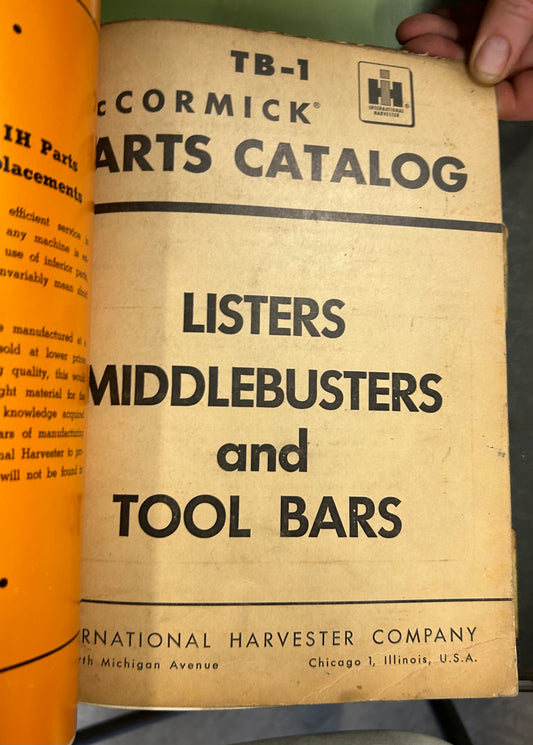 IH McCormick _ Listers, Middlebusters & Tool Bars _ Parts Catalog TB-1