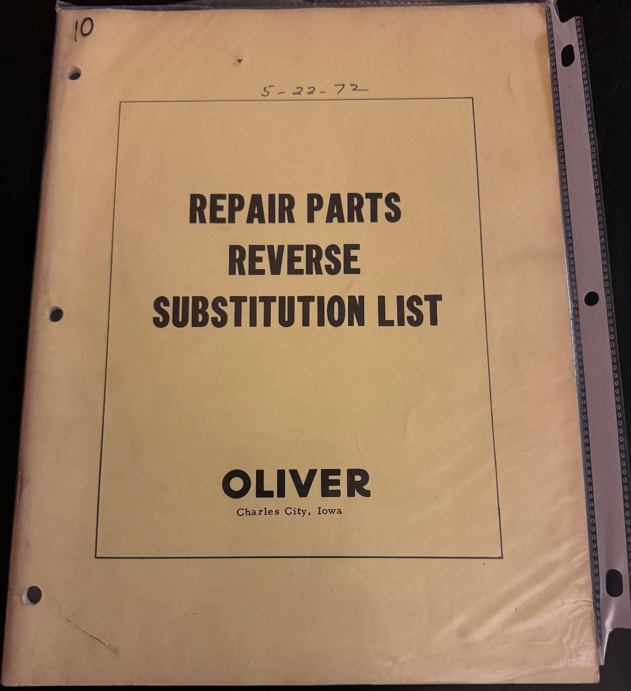 Minneapolis Moline _ Repair Parts Reverse Substitution List