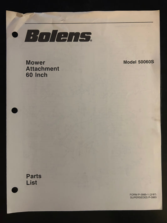 Bolens _ Mower Attachment 60” model 50060S _ Parts List