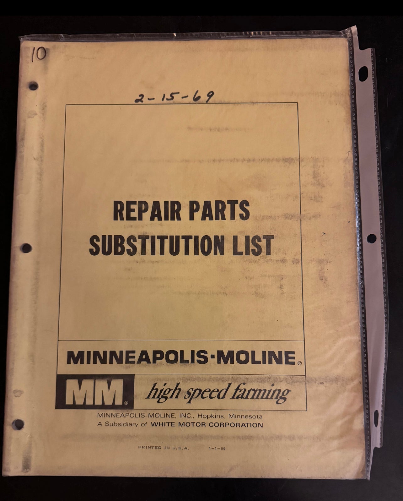 Minneapolis Moline _ Repair Parts Substitution List