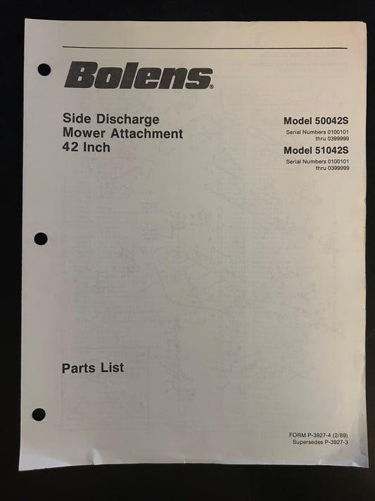 Bolens _ Side Discharge Mower Attachment 42” model 50042S & 510042S_ Parts List