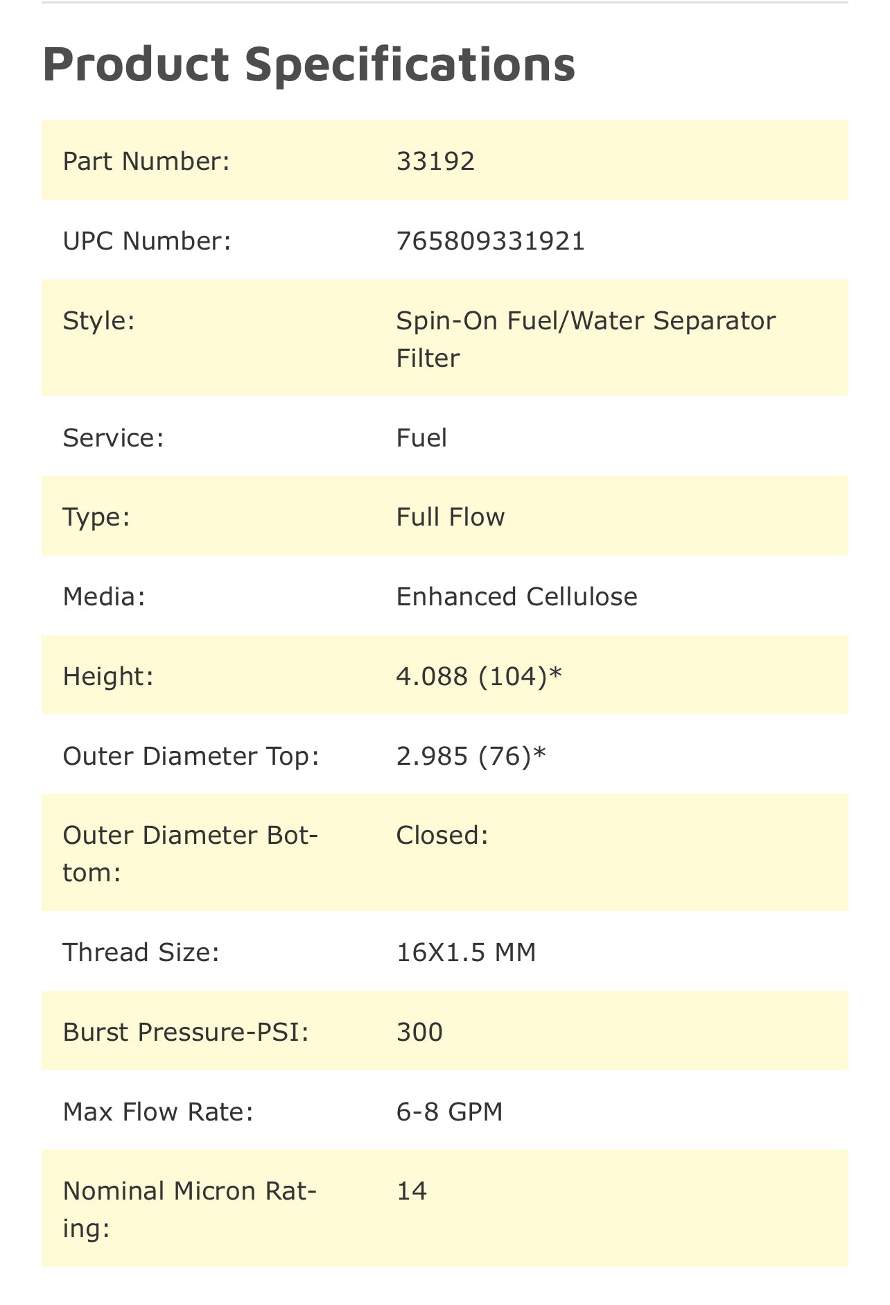 NAPA 3192 Fuel Filter