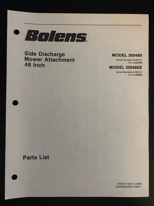 Bolens _ Side Discharge Mower Attachment 48” model 30048S & 30048SE _ Parts List
