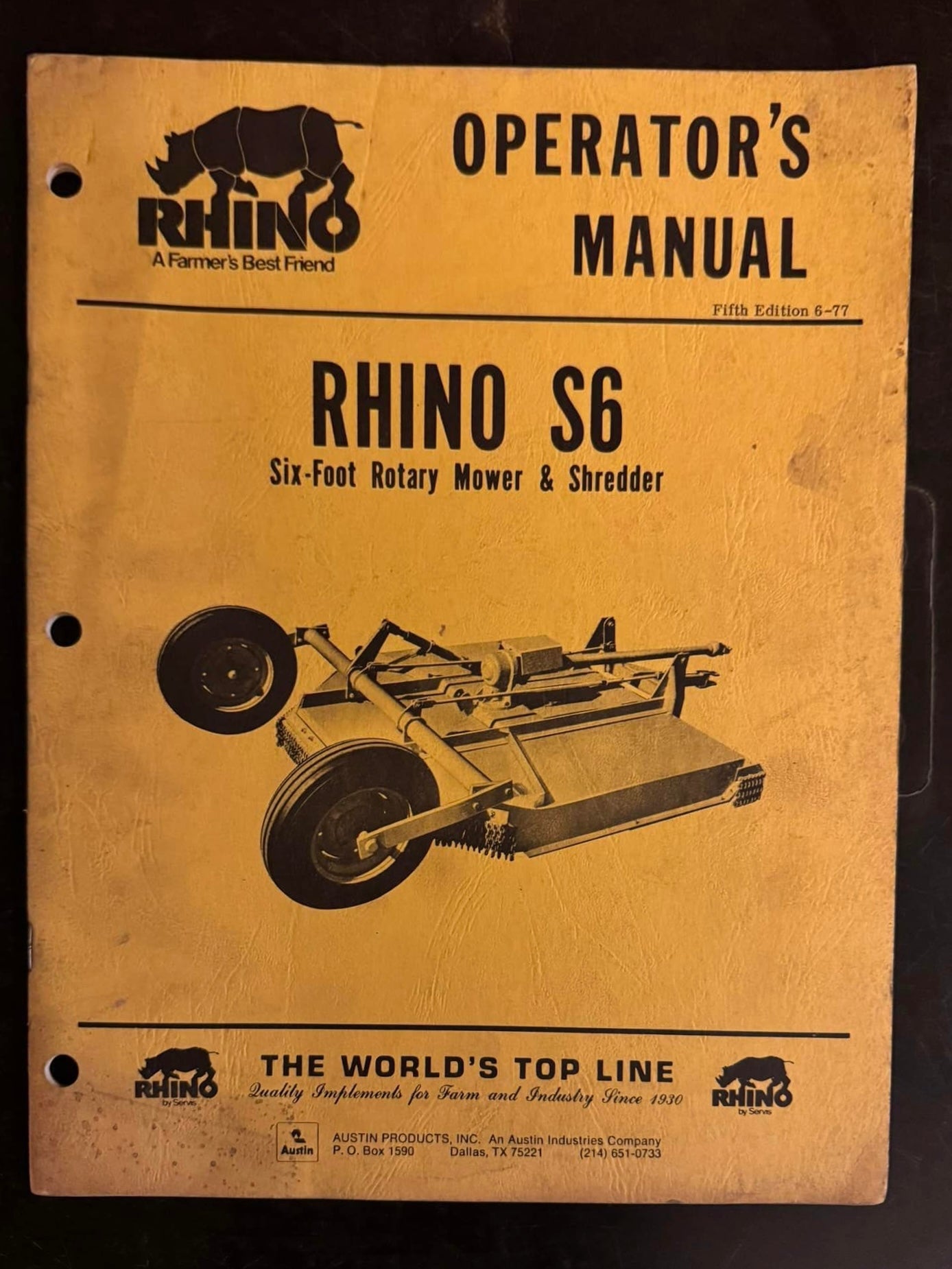 Rhino _ S6 (6ft) Rotary Mower & Shredder _ Operator’s Manual