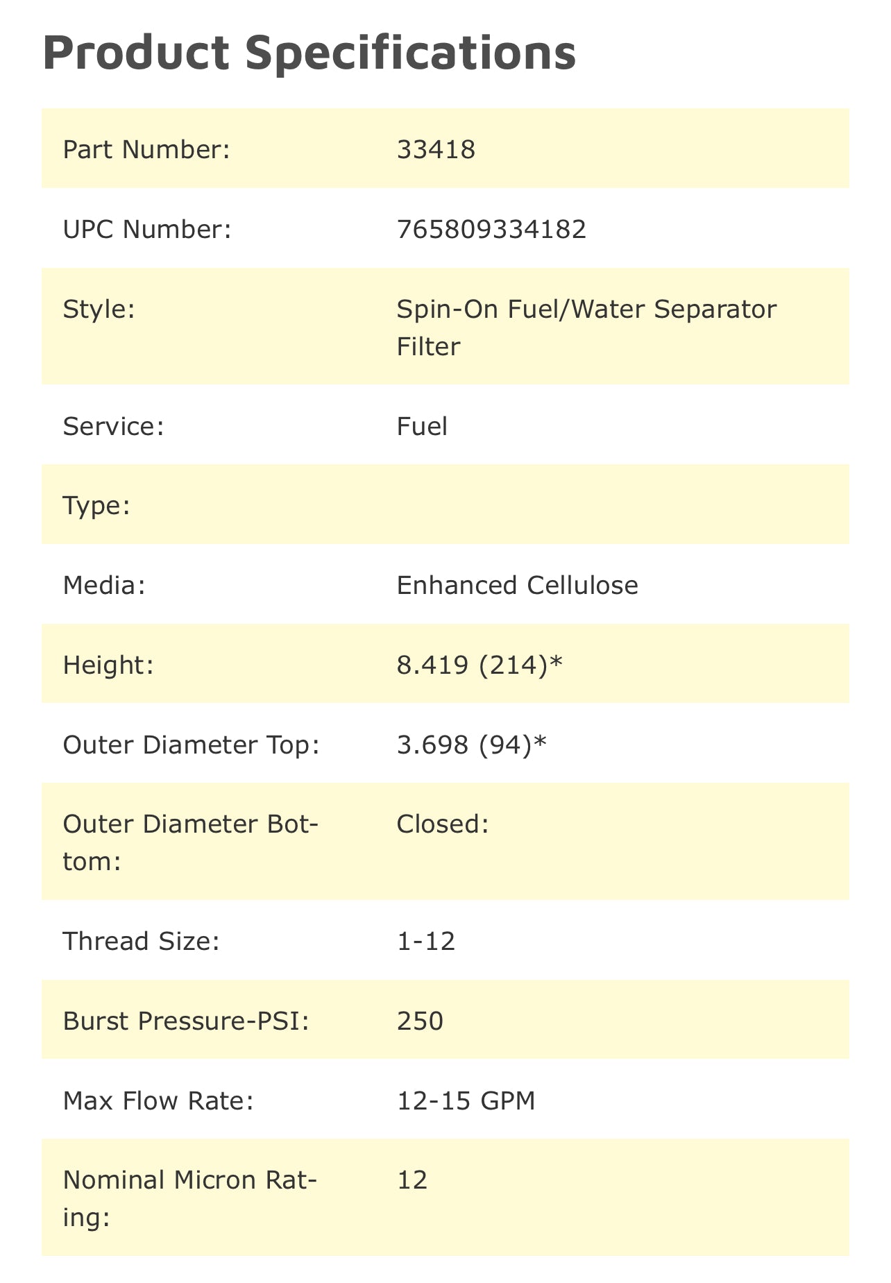 NAPA 3418 Spin-On Fuel Water Separator