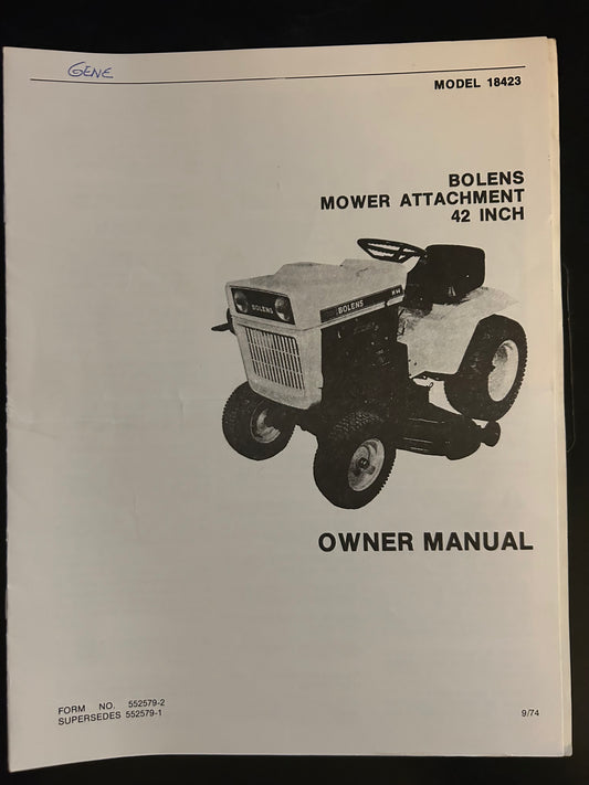 Bolens _ Mower Attachment 42” model 18423 _ Owner Manual