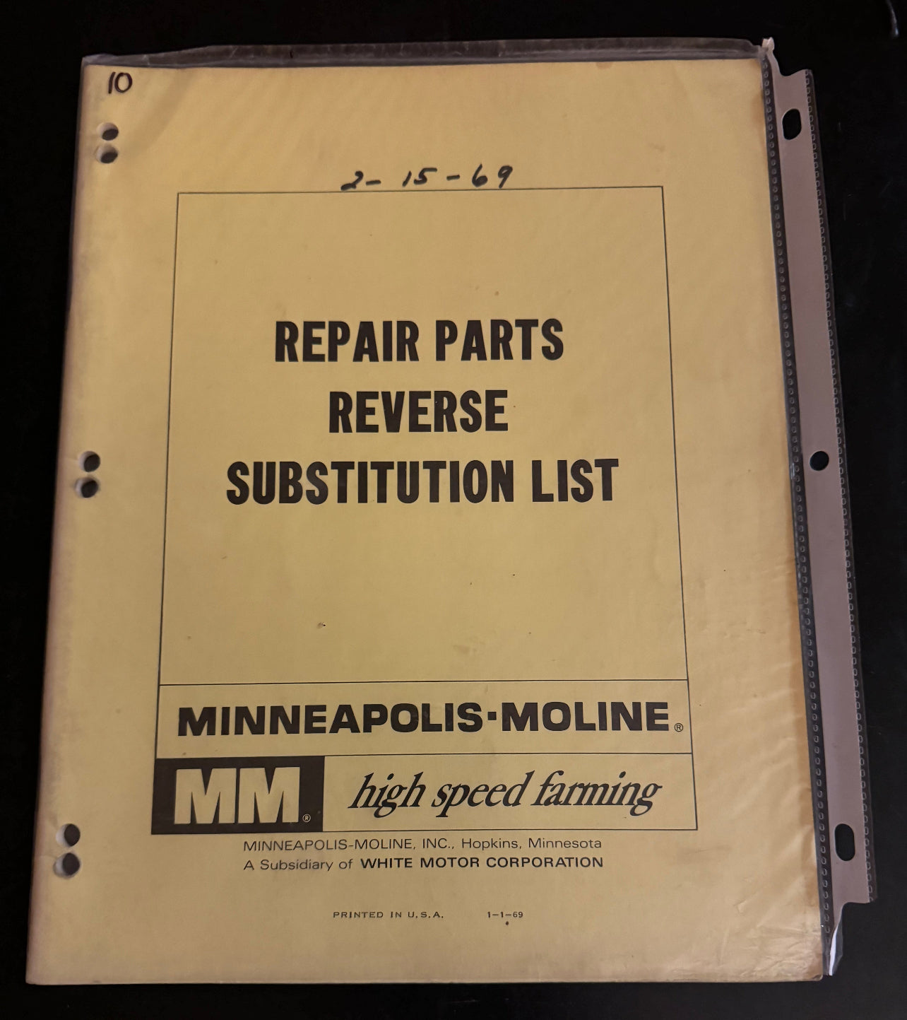 Minneapolis Moline _ Repair Parts Reverse Substitution List