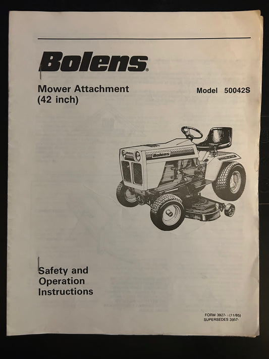 Bolens _ Mower Attachment 42” model 50042S _ Safety & Operation Instructions