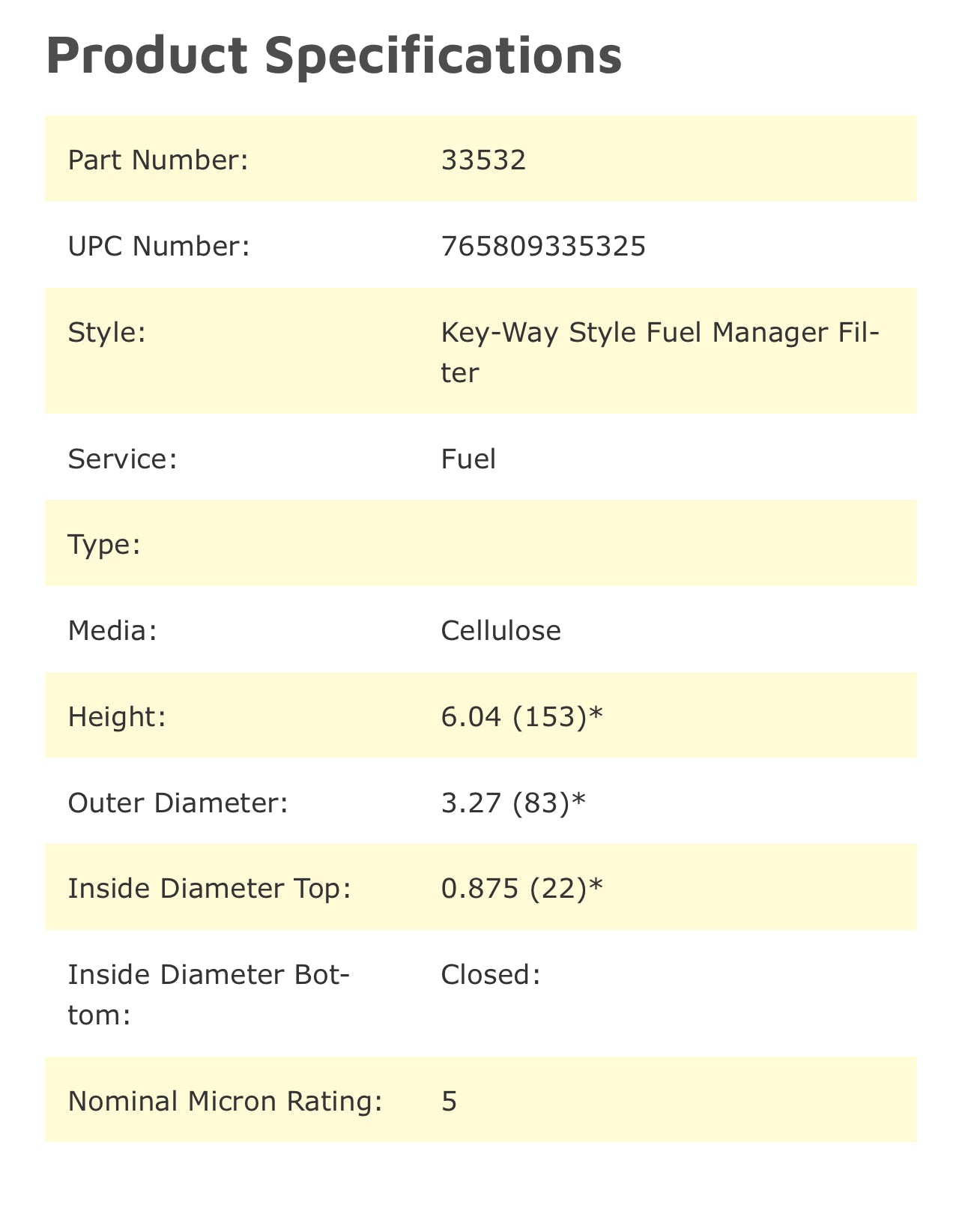 Wix 33532 key-sway style Fuel Filter