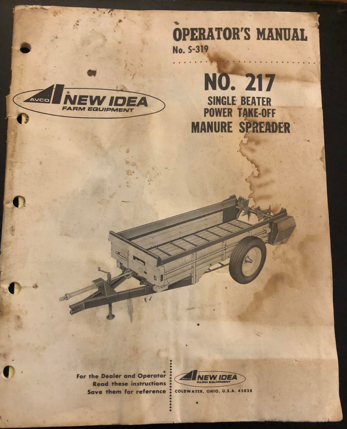 New Idea _ no 217 single beater, power take-off Manure Spreader _ Operator’s Manual