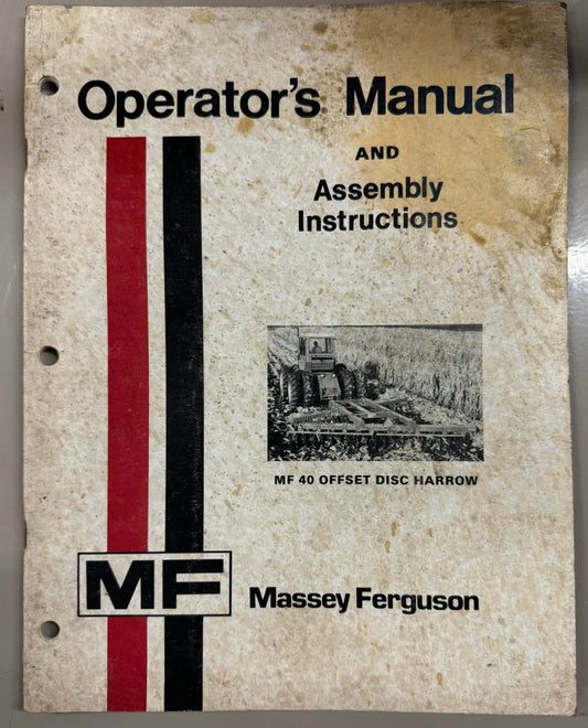 Massey Ferguson _ MF 40 Offset Disc Harrow _ Manuals