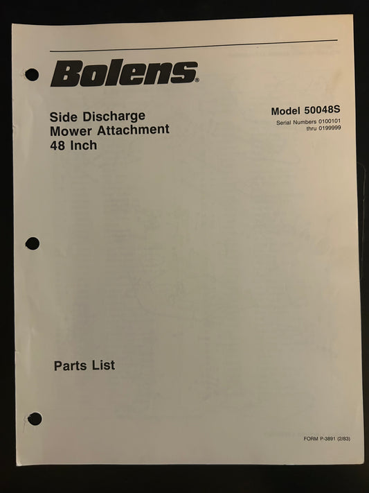 Bolens _ Side Discharge Mower Attachment 48” model 50048S _ Parts List