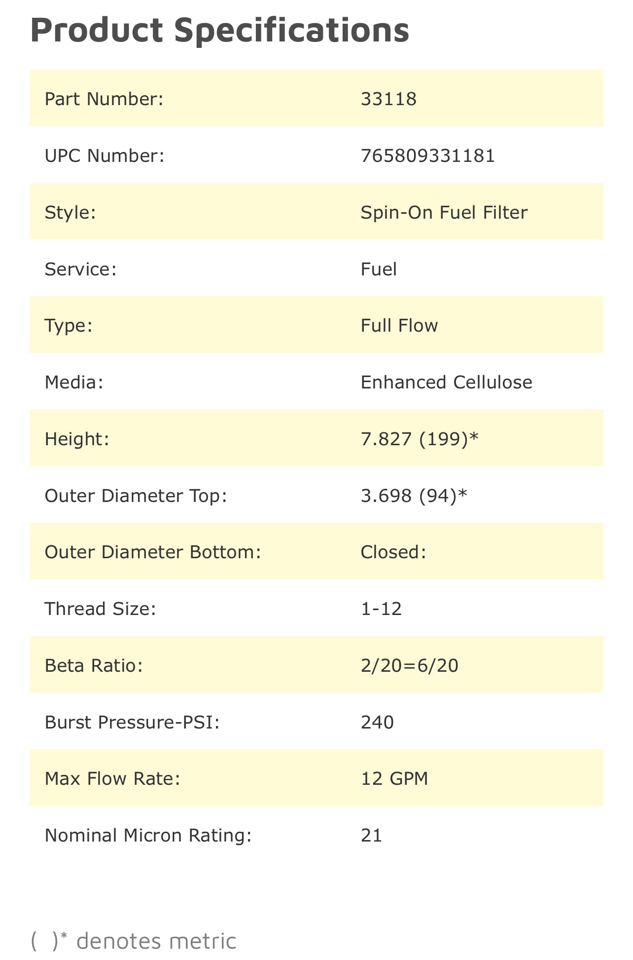 NAPA 3118 Fuel Filter