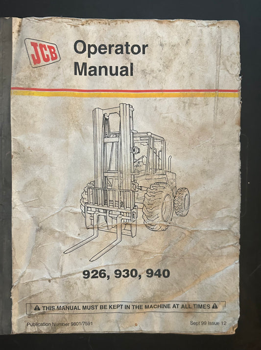 JCB _ 926, 930 & 940 Rough Terrain Fork Lift _ Operator Manual