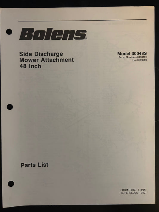 Bolens _ Side Discharge Mower Attachment 48” model 30048S _ Parts List