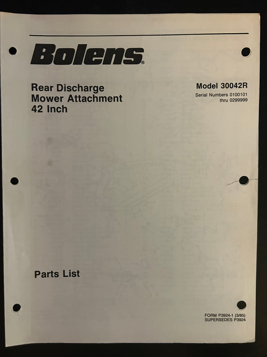Bolens _ Rear Discharge Mower Attachment 42” model 30042R _ Parts List