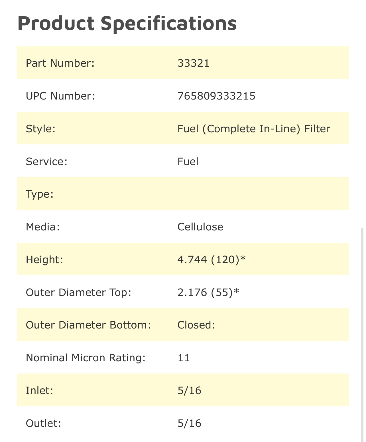 NAPA 3321 Fuel Filter