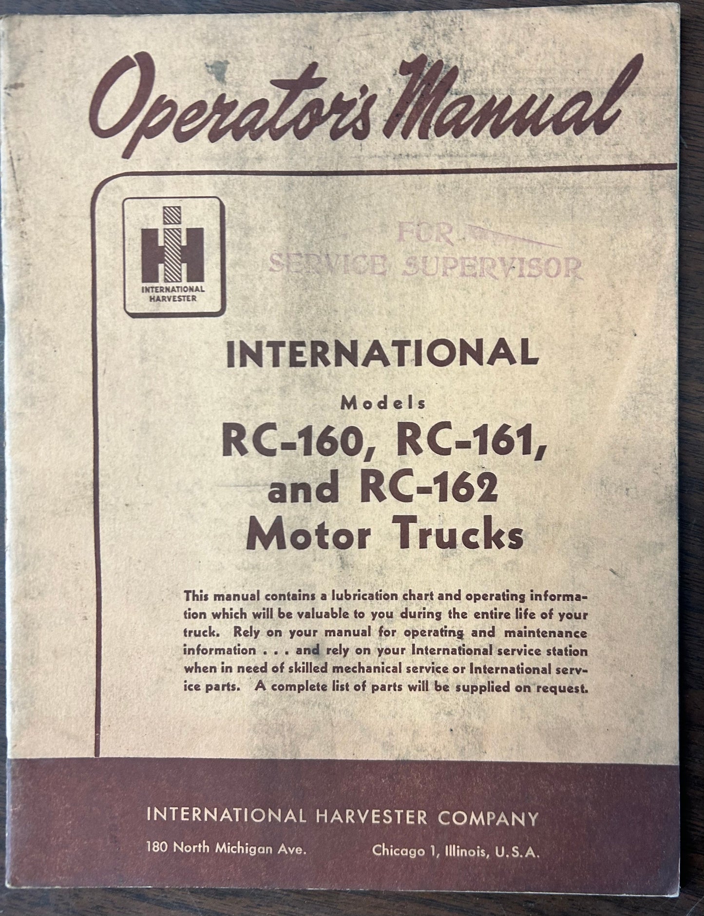 IH _ RC-160, RC-161, & RC-162 Motor Trucks _ Operator’s Manual