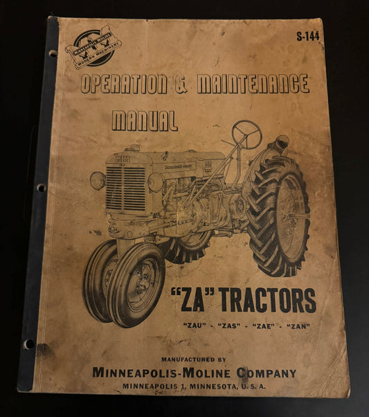 Minneapolis Moline - ZA Tractors - Operation & Maintenance Manual