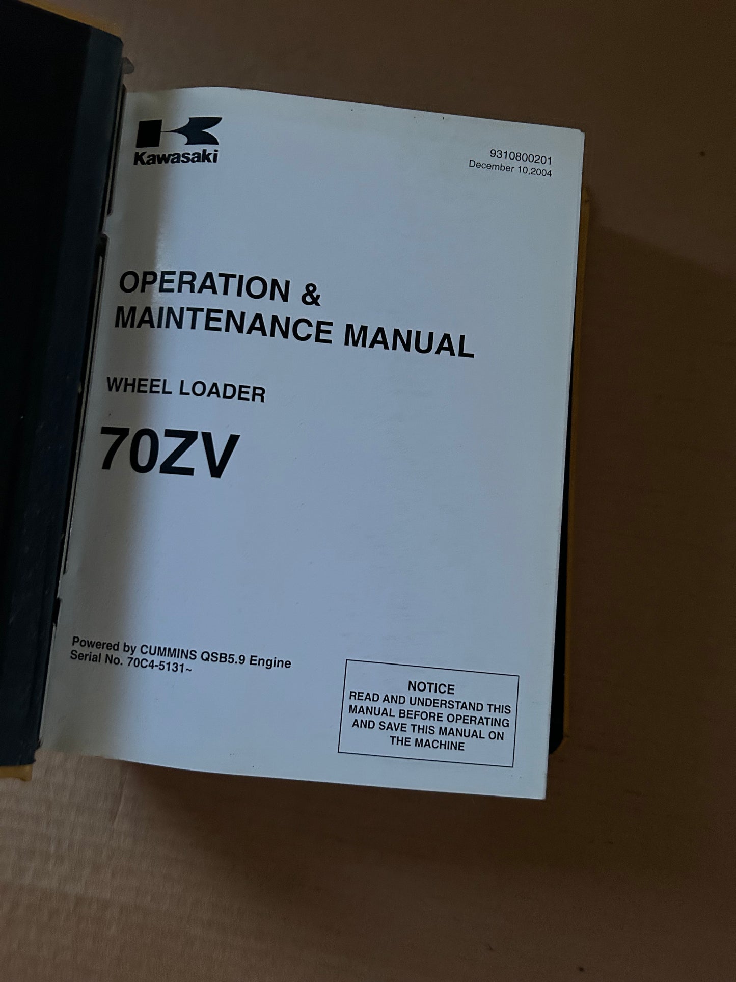 Kawasaki _ 70ZV Wheel Loader _ Binder