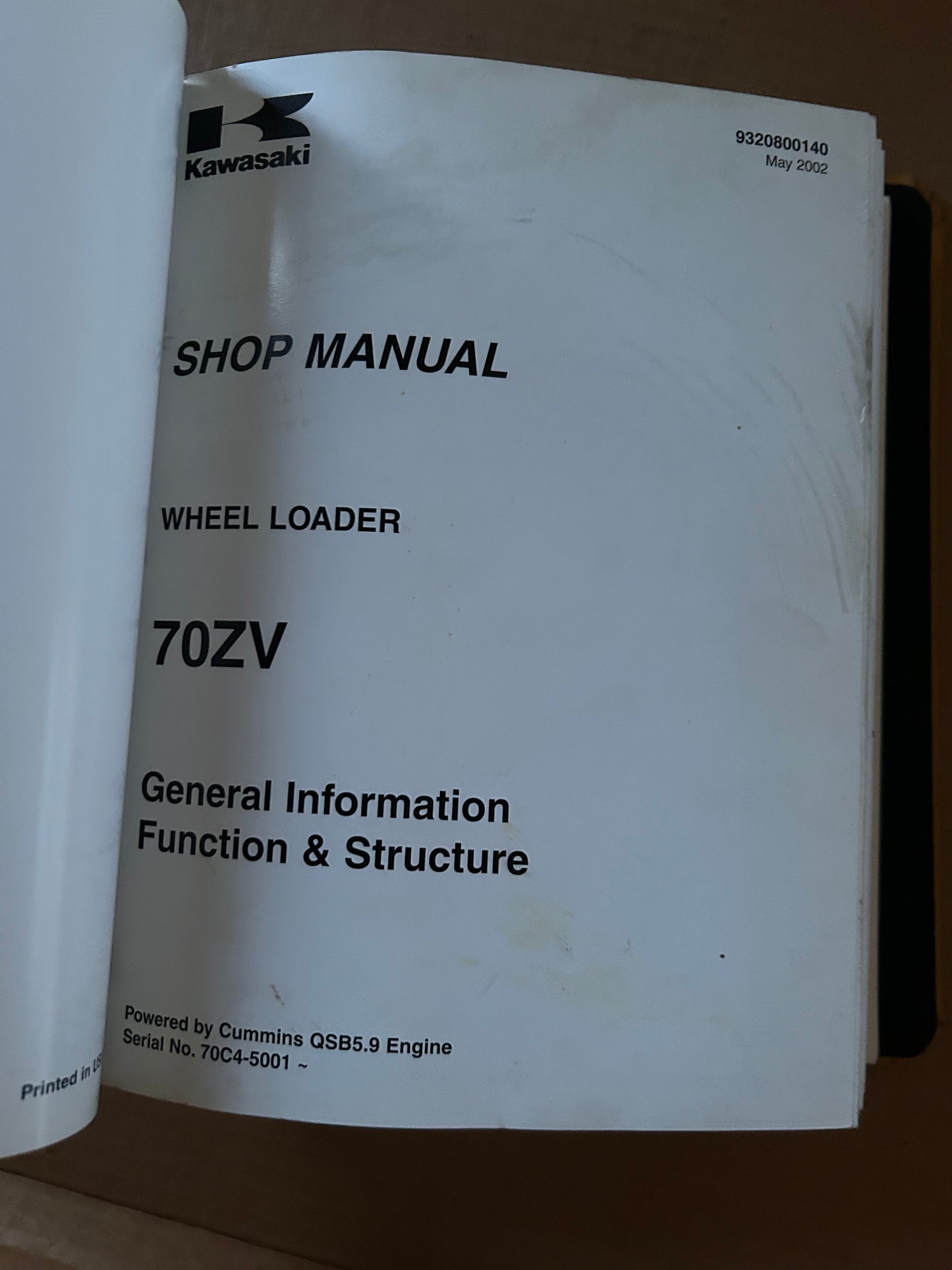 Kawasaki _ 70ZV Wheel Loader _ Binder