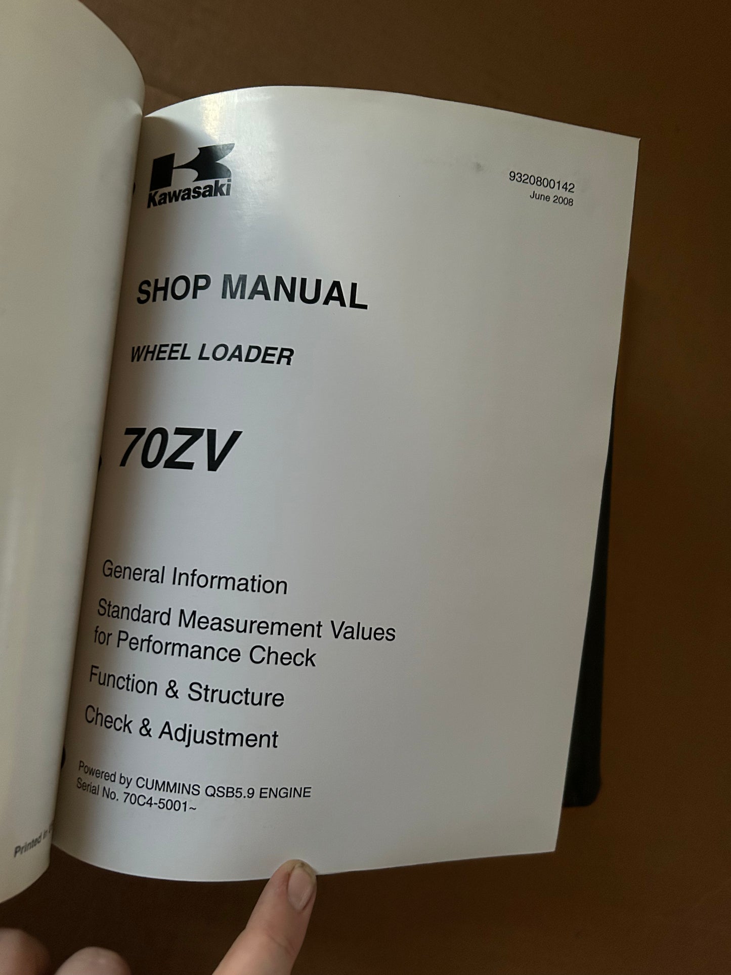 Kawasaki _ 70ZV Wheel Loader _ Binder