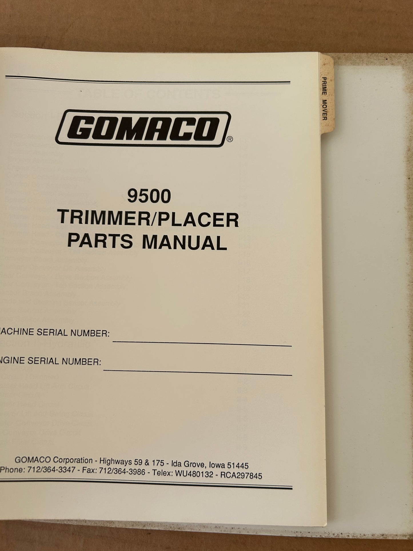Gomaco _ GT-6000, 8500B, 9000 & 9500 Operators & Parts Manual