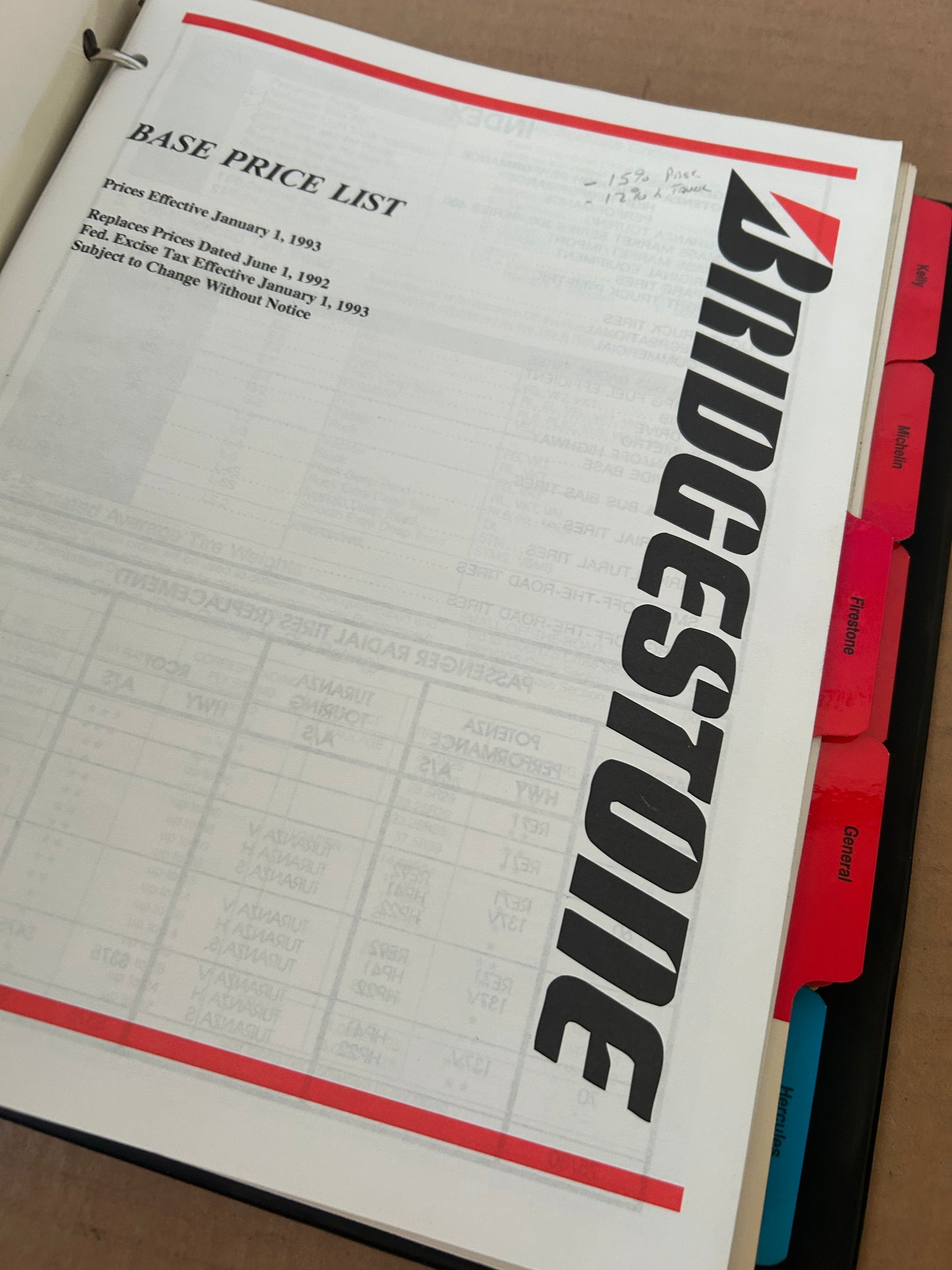 Tire Price Lists and Reference Information