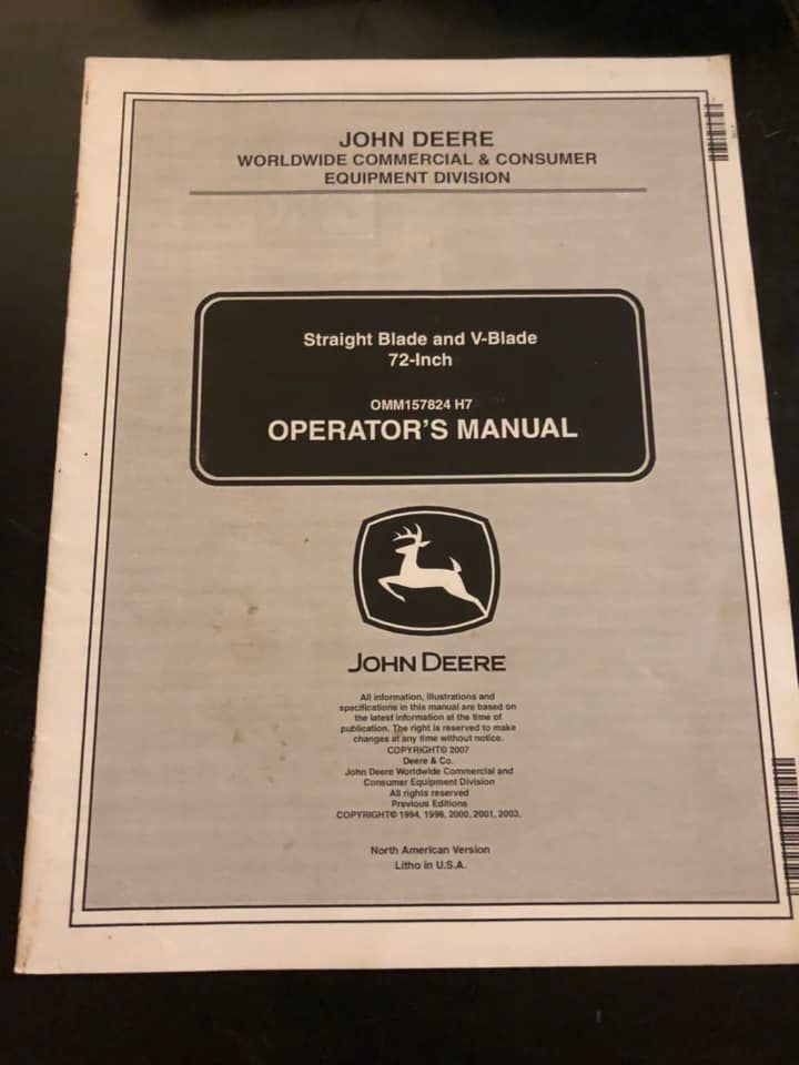 John Deere _ Straight Blade & V-Blade 72”  _ Operator’s Manual