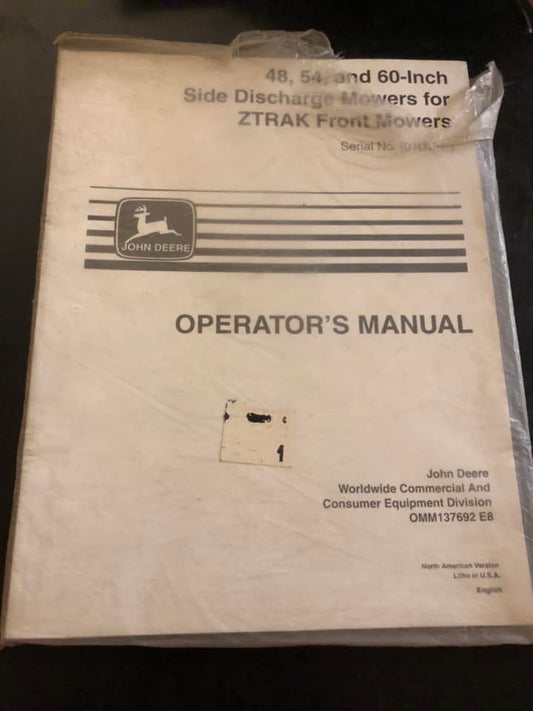 John Deere _ 48, 54 & 60” Side Discharge Mowers for Z-Trak Front Mowers _ Operator’s Manual