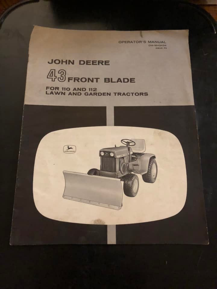 John Deere _ 43 Front Blade for 110 & 112 Lawn and Garden Tractors _ Operator’s Manual