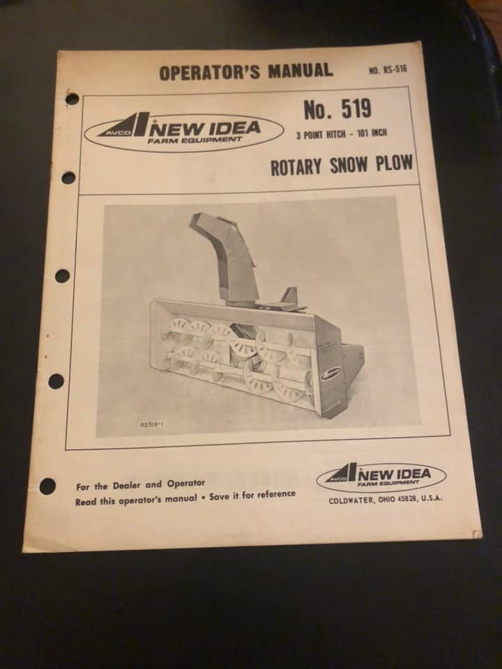 New Idea _ no 519 Rotary Snow Plow _ Operator’s Manual