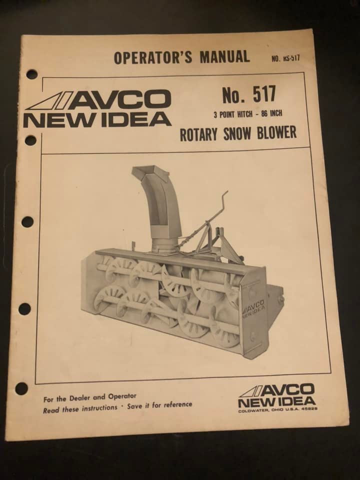 New Idea _ Nos. 517 Rotary Snow Blower RS-517 _ Operator’s Manual