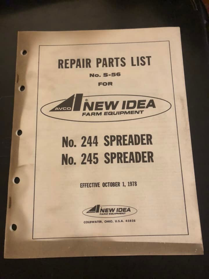 New Idea _ no 244 & 245 Spreader _ Repair Parts List