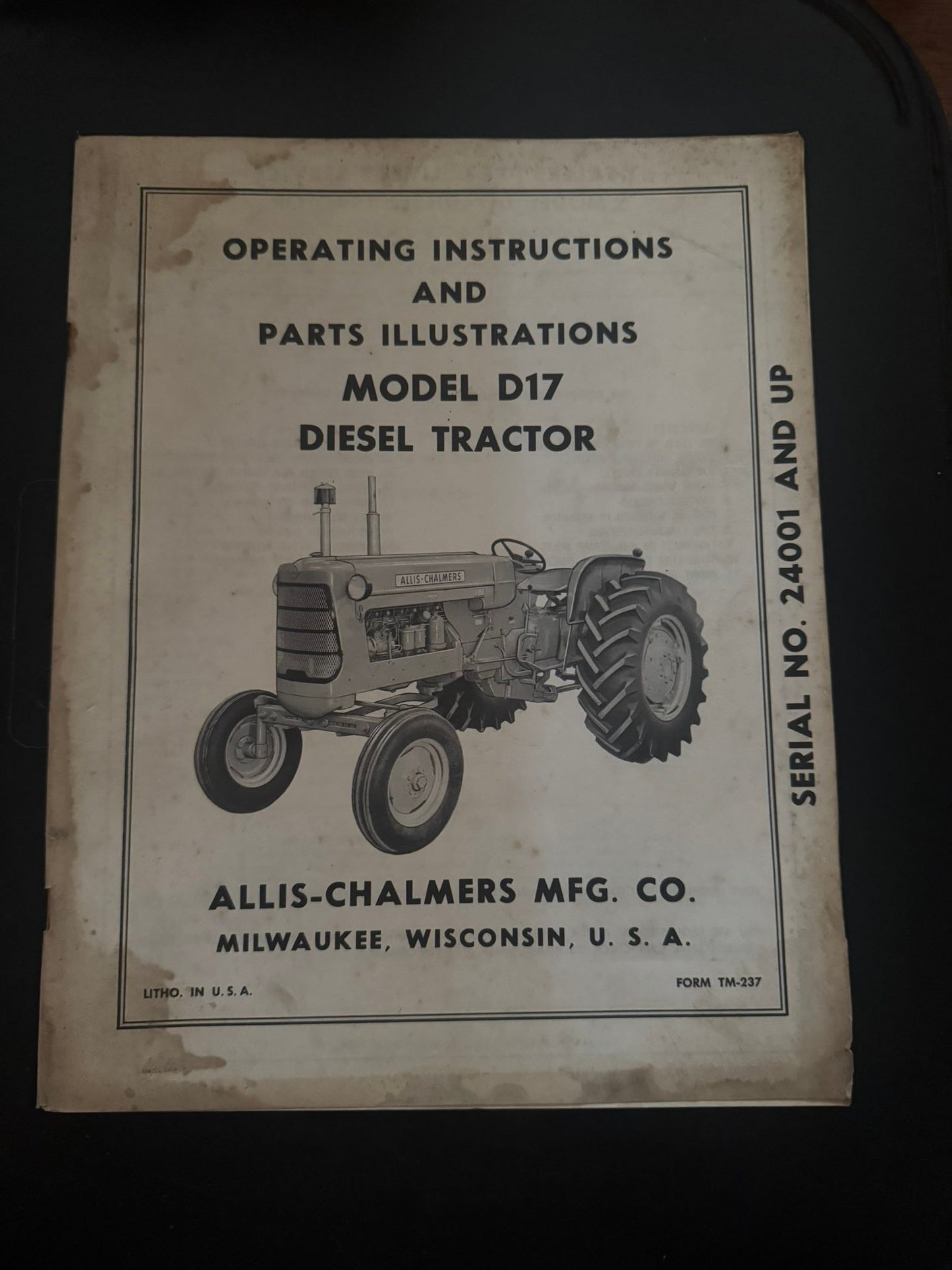 Allis-Chalmers _ Model D17 Diesel Tractor _ Operating Instructions & Parts Illustrations