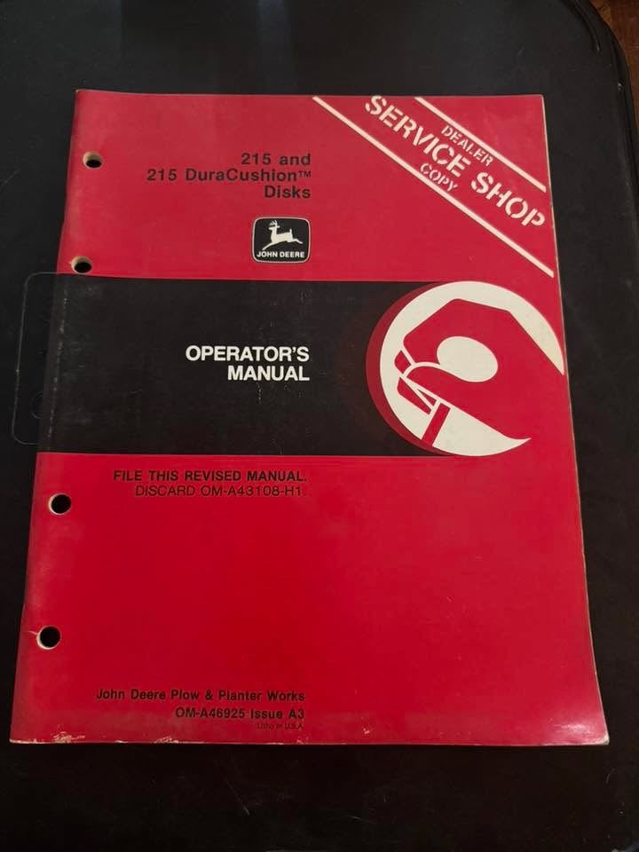 John Deere _ 215 & 215 DuraCushion Disks _ Operator's Manual