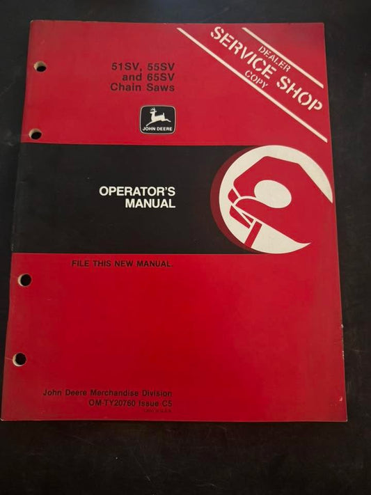 John Deere _ 51SV, 55SV & 65SV Chain Saws _ Operator's Manual