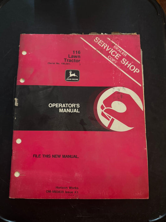 John Deere _ 116 Lawn Tractor _ Operator's Manual