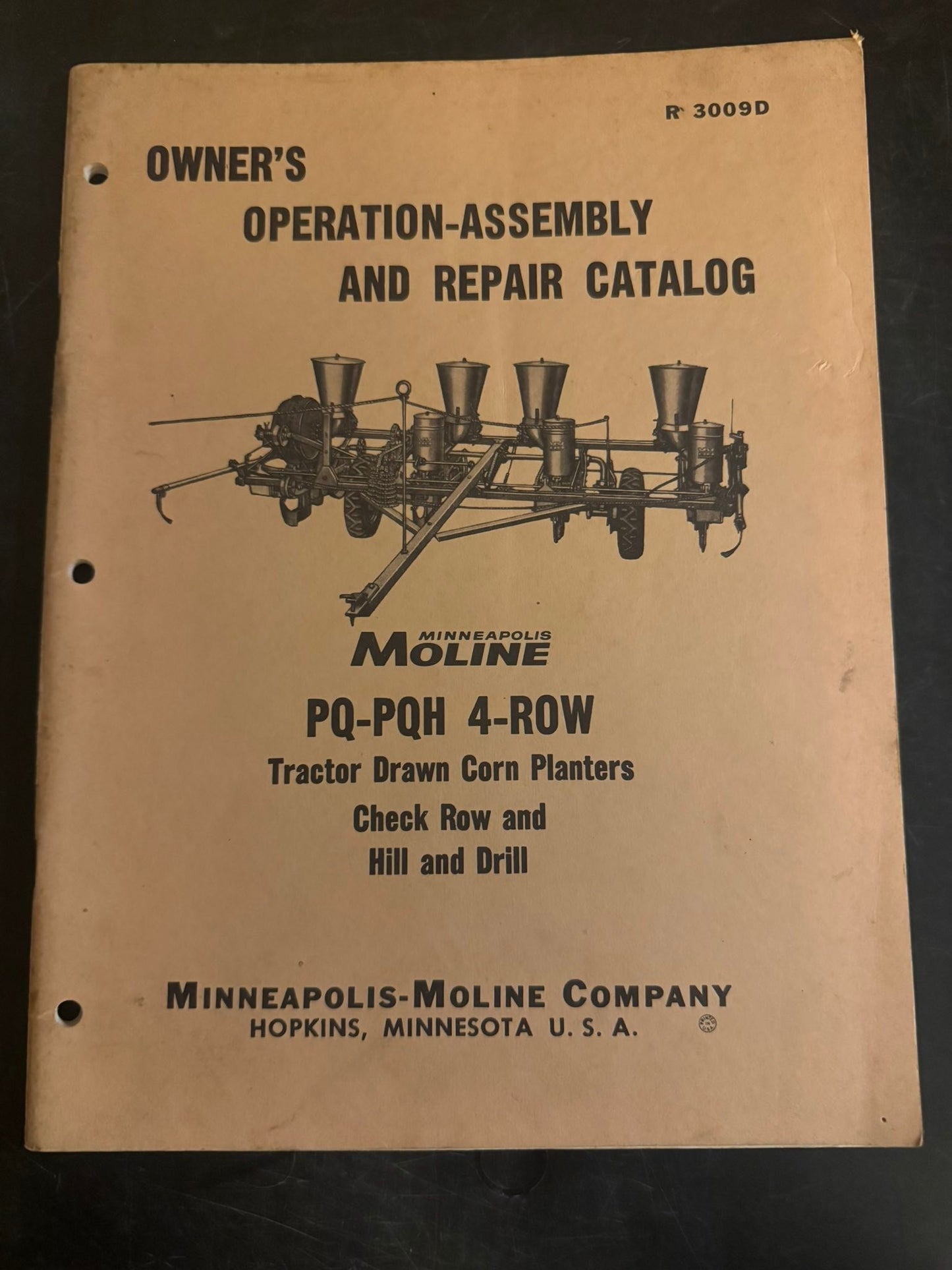 Minneapolis Moline PQ-PQH 4 Row Tractor Drawn Corn Planters - Owner's Assembly-Operation & Repair Catalog