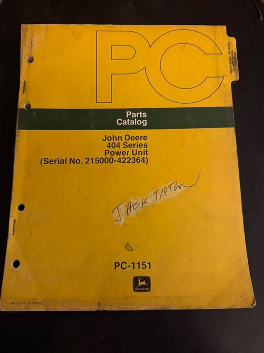 John Deere _ 404 Series Power Unit _ Parts Catalog PC-1151