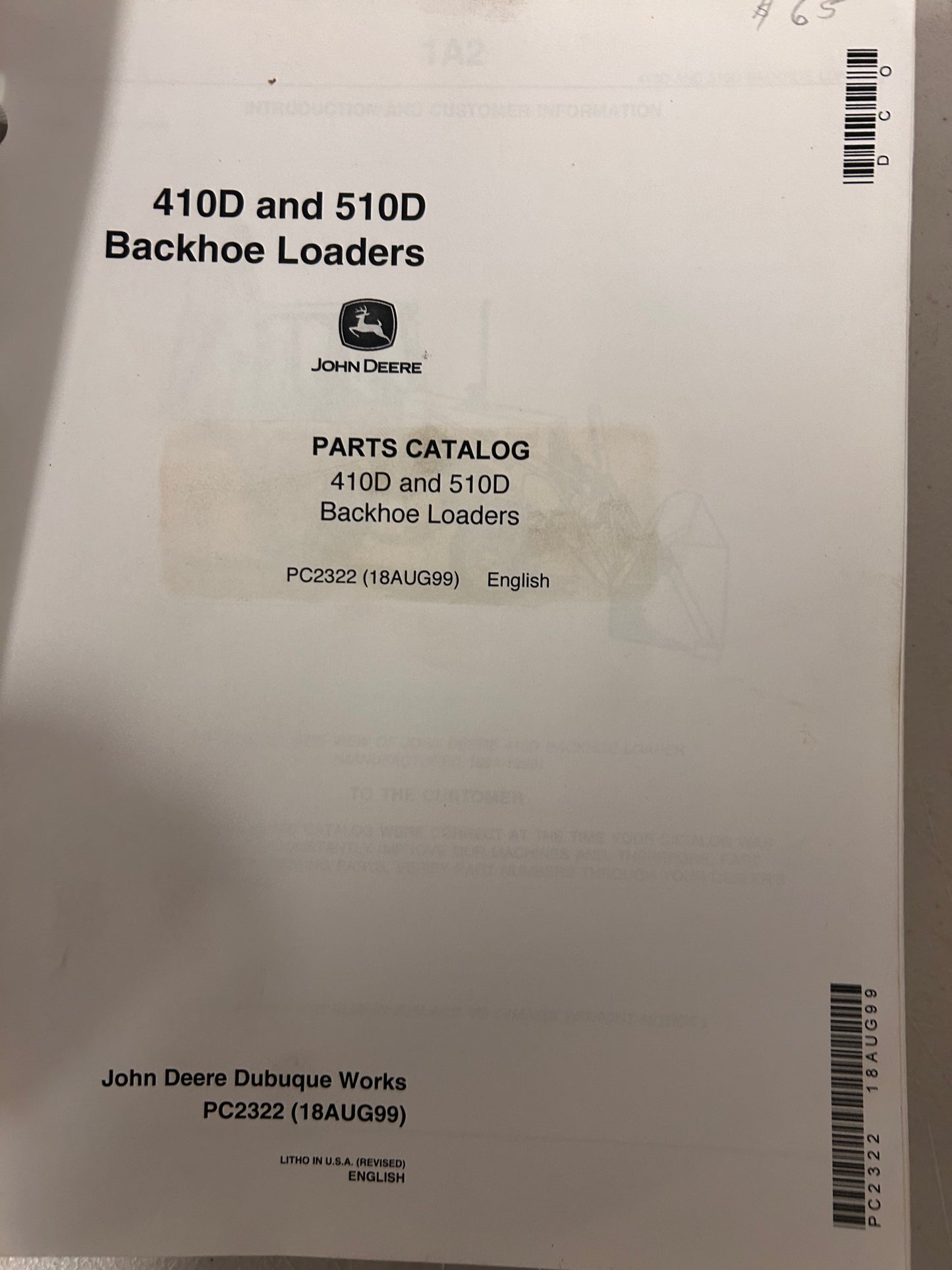 John Deere _ 410D & 510D Backhoe Loader _ Parts Catalog