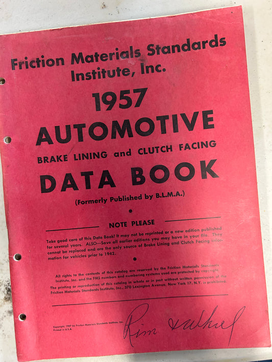 1957 Automotive Brake Lining & Clutch Facing Data Book