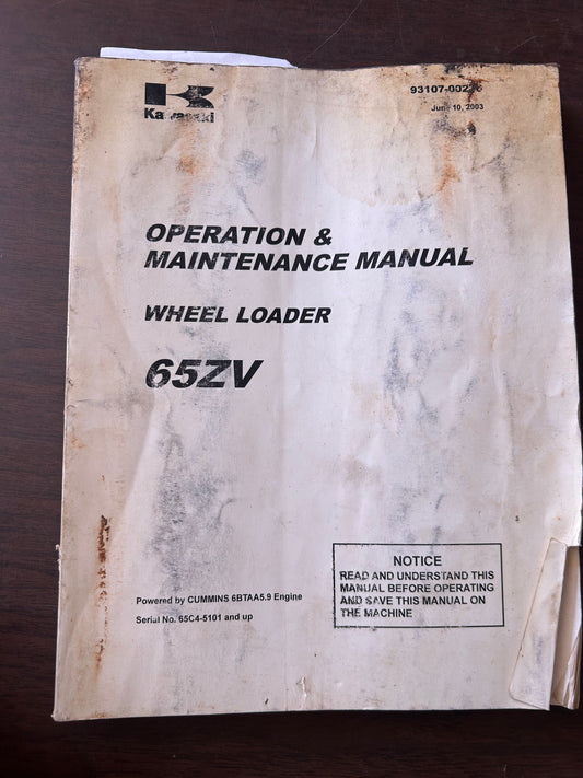 Kawasaki _ 65ZV Wheel Loader _ Operation & Maintenance Manual