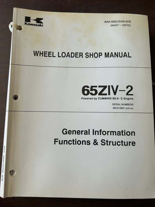 Kawasaki _ 65ZIV-2 Wheel Loader - Shop Manual _ Set of 4