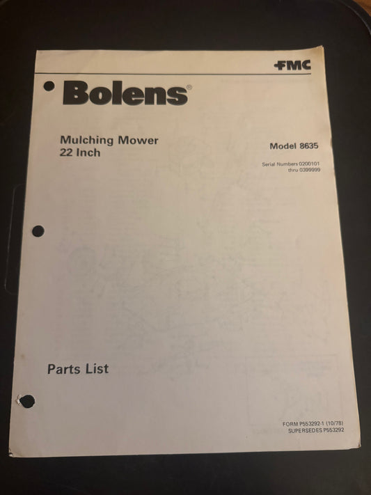 Bolens _ Mulching Mower 22” model 8635 _ Parts List