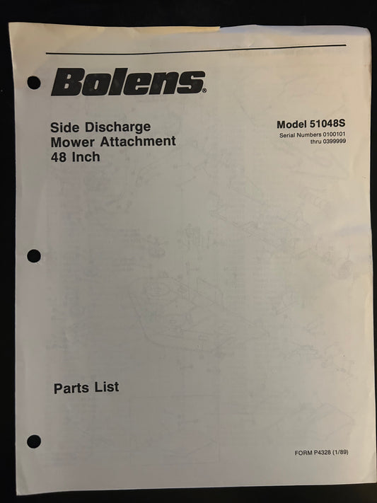 Bolens _ Side Discharge Mower Attachment 48” model 51048S _ Parts List
