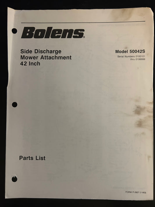 Bolens _ Side Discharge Mower Attachment 42” model 50042S _ Parts List