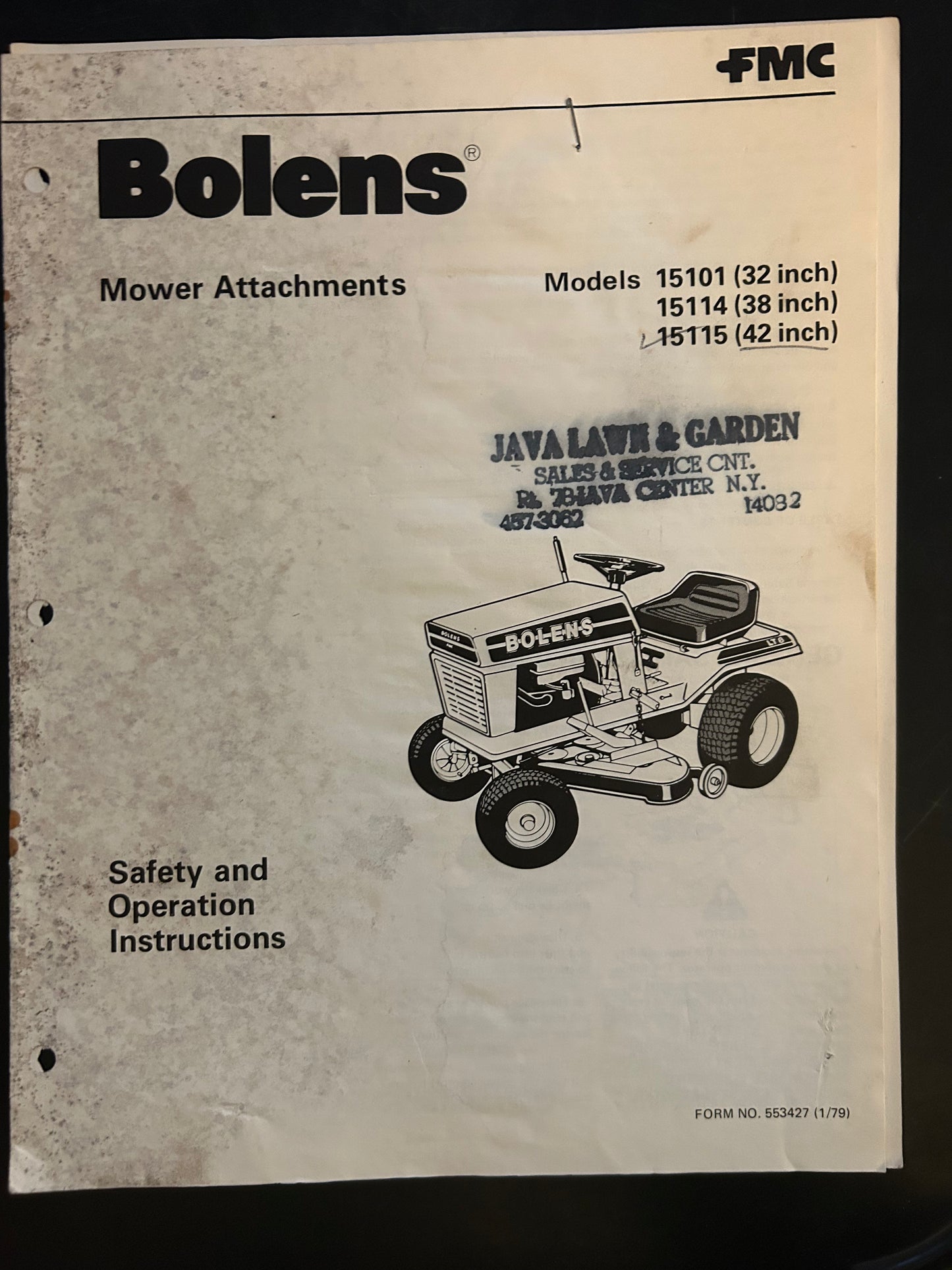 Bolens _ Mower Attachments model 15101, 15114 & 15115 _ Safety & Operation Instructions